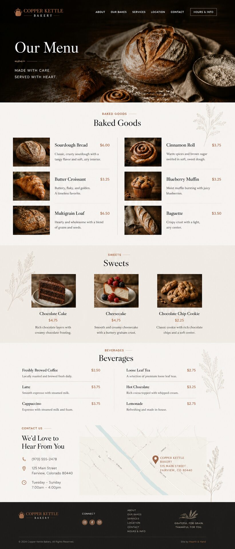 Menu design mockup